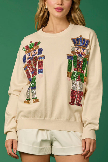 Christmas Soldier Sequined Sweatshirt