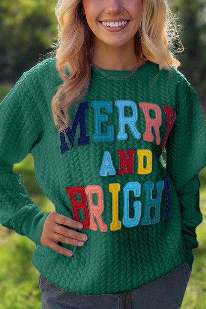 Christmas Letter Print Loose Long-sleeved Sweatshirt
