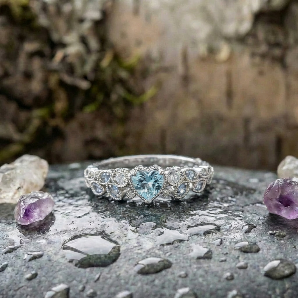 Elegant Heart Leaf Ring
