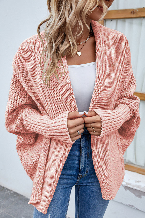 Color Dolman Sleeve Knitted Cardigan
