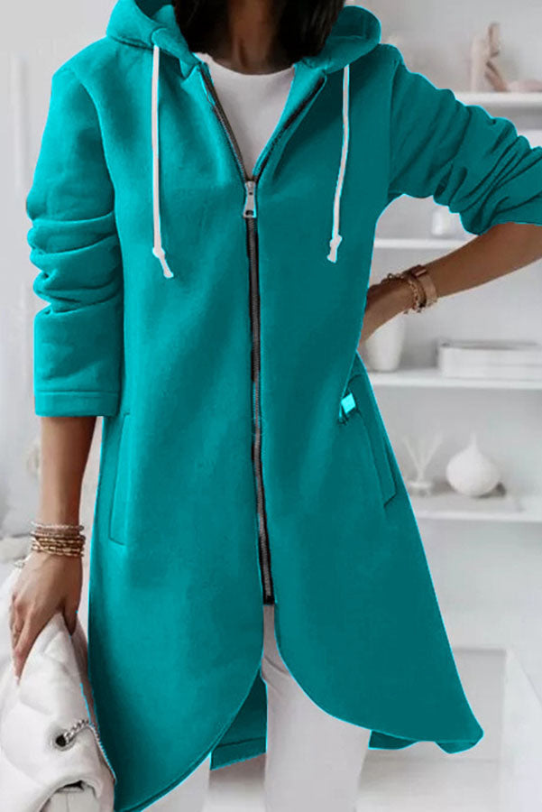 Juliana Color Zip Up Hooded Coat
