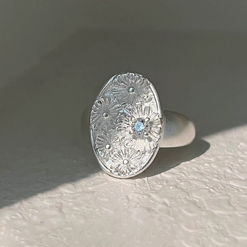 Vintage Floral Silver Ring