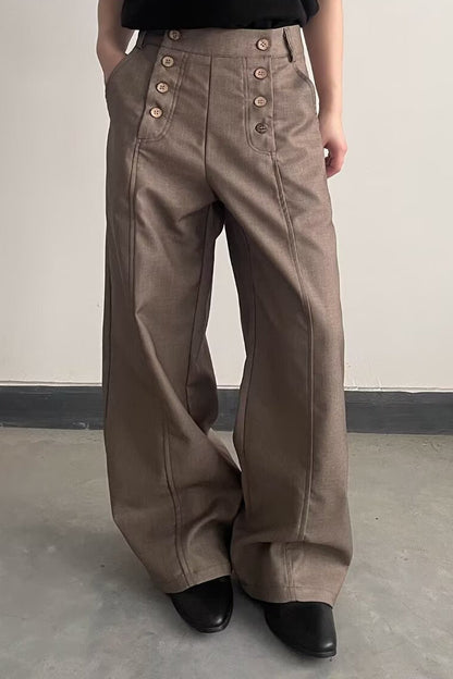 Double Breasted Relaxed Wide Leg Pants