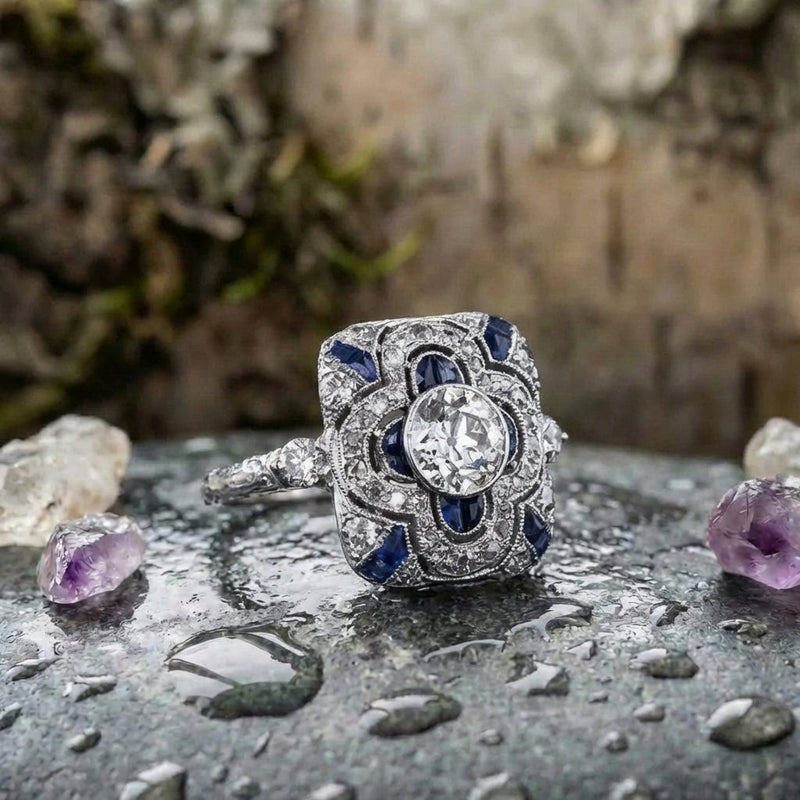 A Vintage Silver Ring With Blue Zirconia