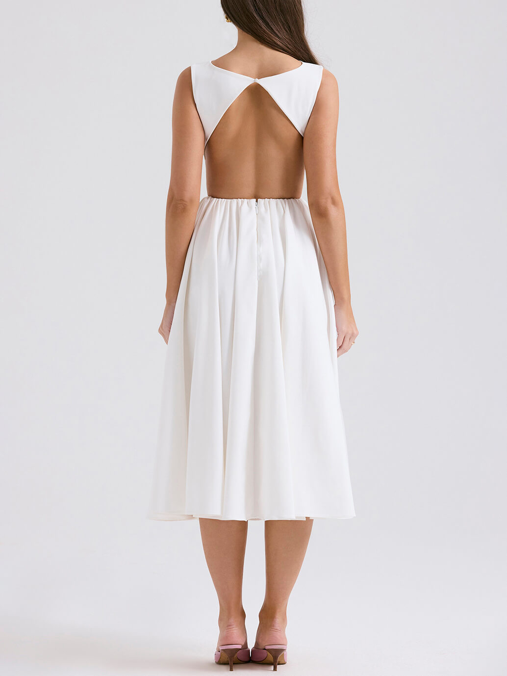 Stylish and Color Round Neck Backless Sleeveless Midi Dress