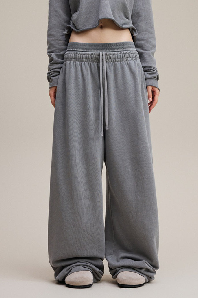 Double Waist Denim Knit Pants