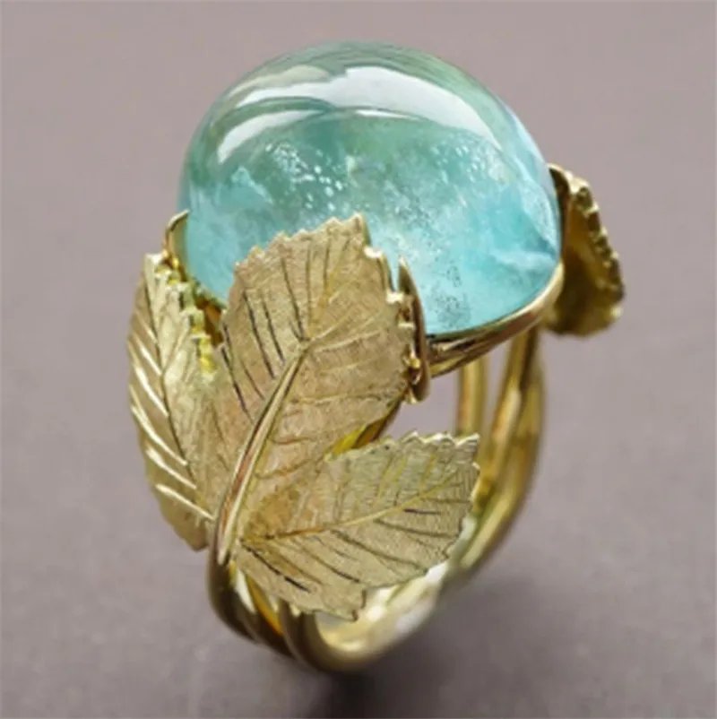Vintage Aquamarine Leaf Ring