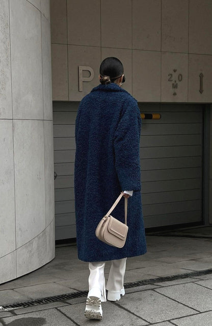 Office Lapel Plush Long Sleeve Coat