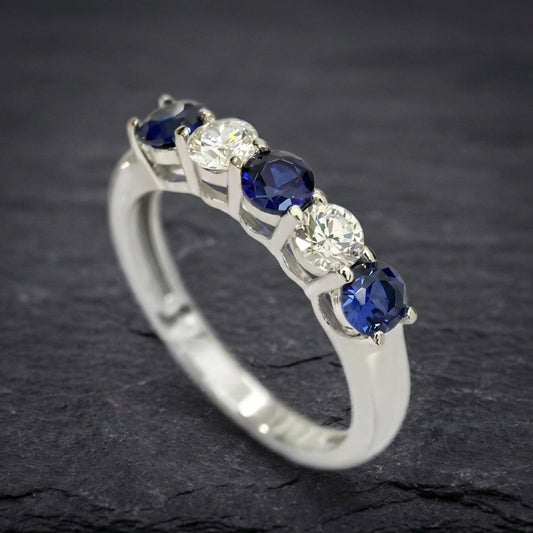 Classic White And Blue Zirconia Silver Ring