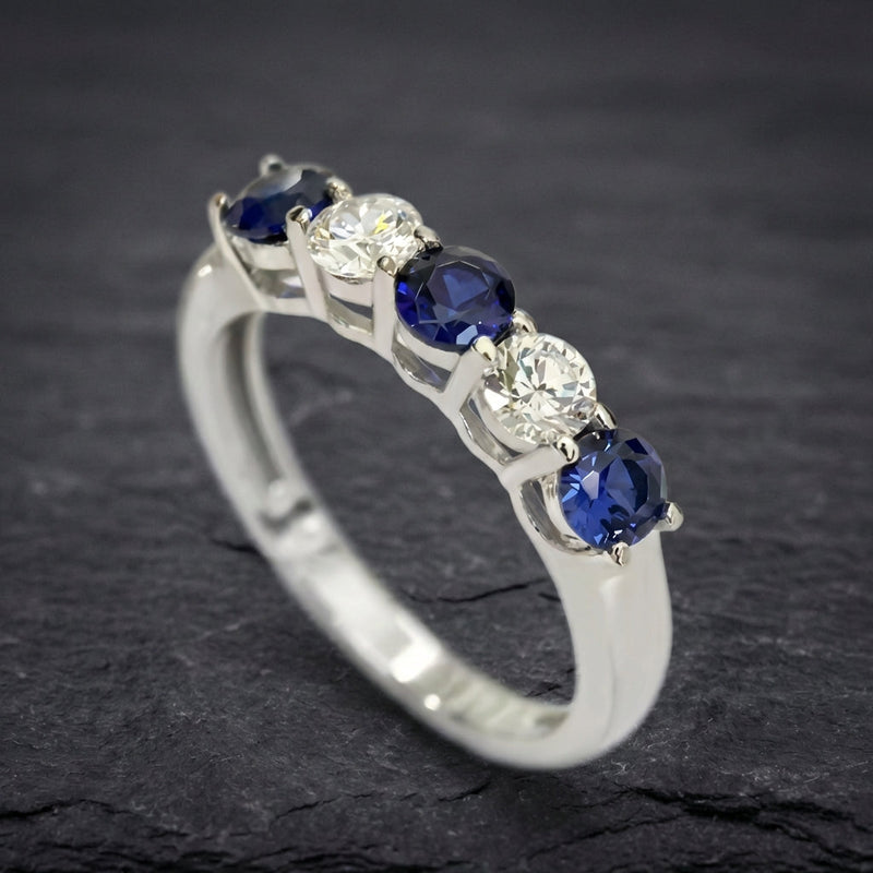 Classic White And Blue Zirconia Silver Ring