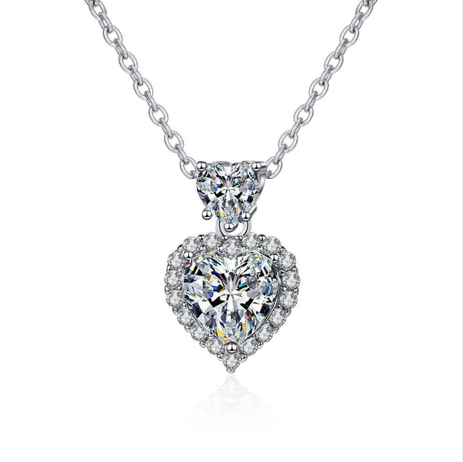 Elegant Silver Double Heart