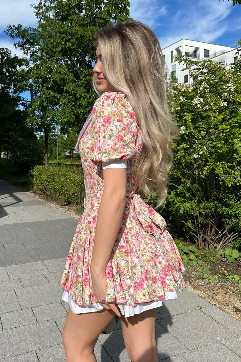 Peter Pan Collar Puff Sleeve Button Mini Dress