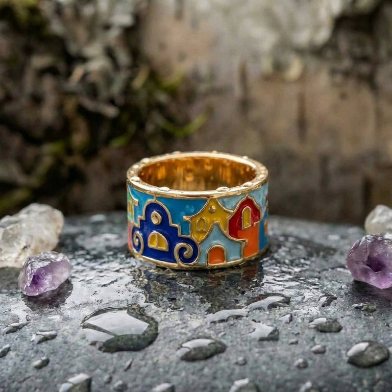 Colorful Enamel Flower Ring