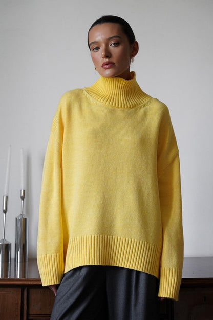 Color Turtleneck Knit Sweater