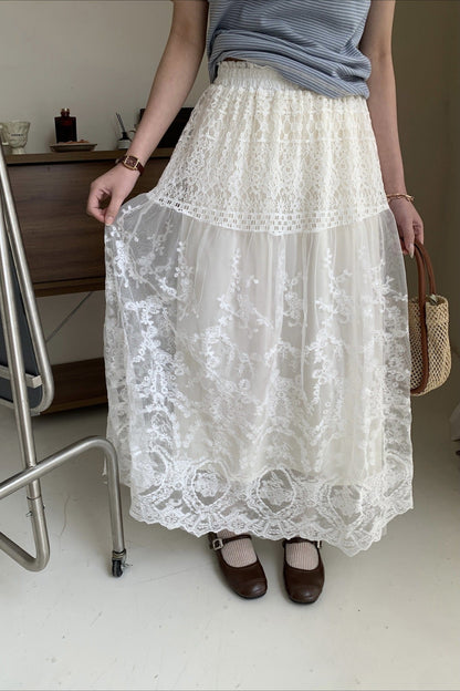 Relaxed Lace a Line Skirt