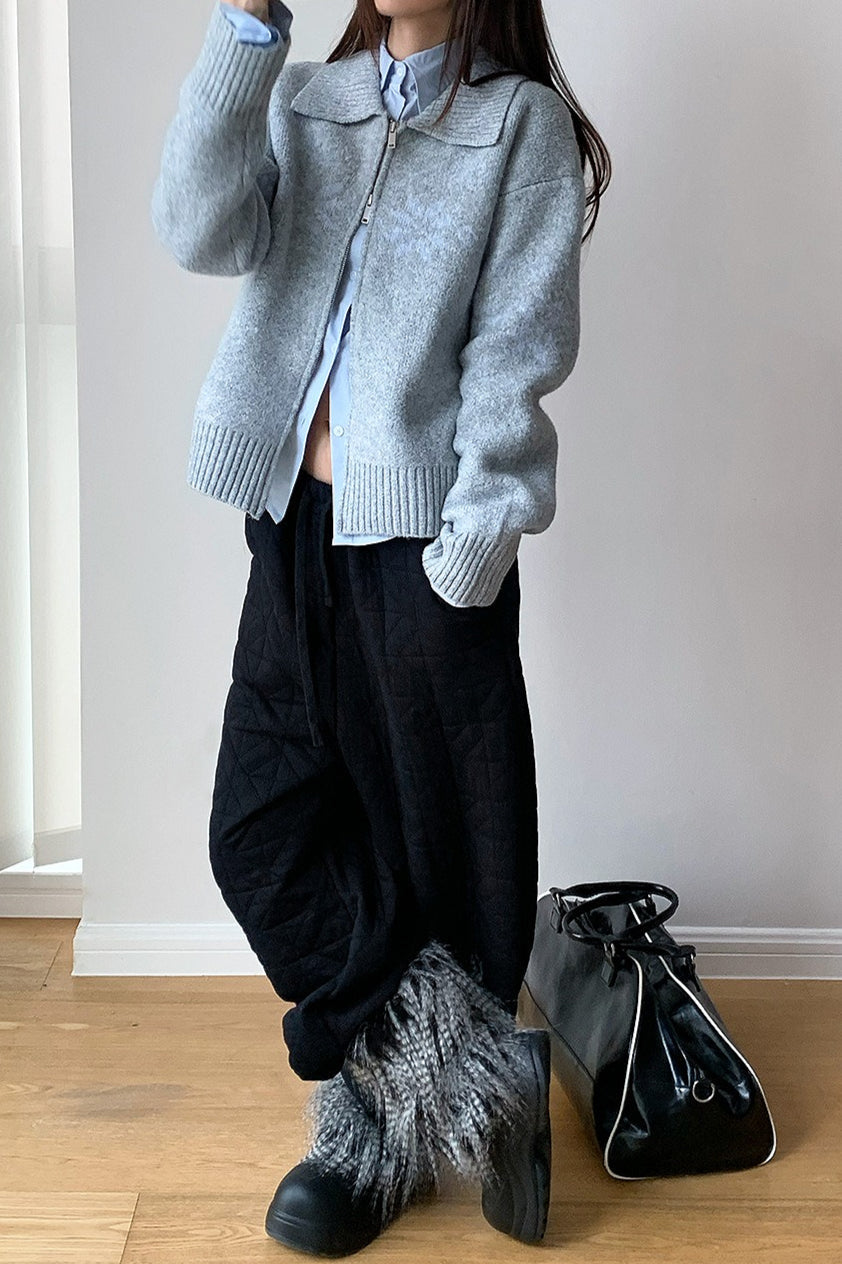 Diamond Quilted Thickened Drawstring Thermal Pants
