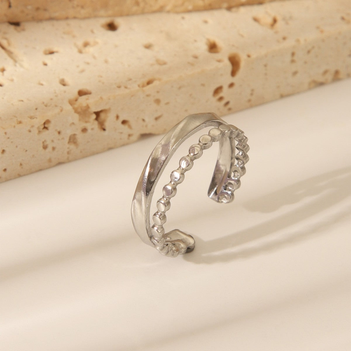 Elegant Beaded Cuff Ring