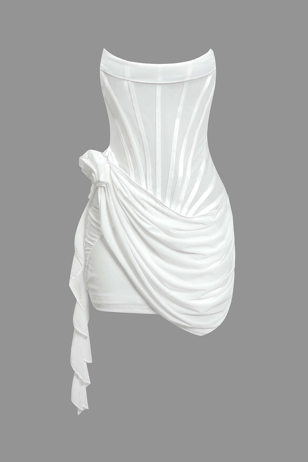 Classic Color 3d Ruffle Corset Mini Dress