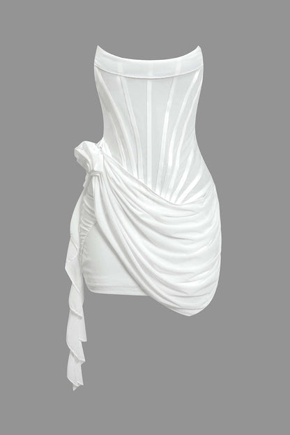 Classic Color 3d Ruffle Corset Mini Dress