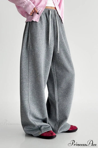 Elastic High-waist Drawstring Wide Pants