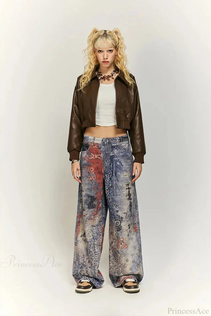Electronic Print Gothic Denim Pant