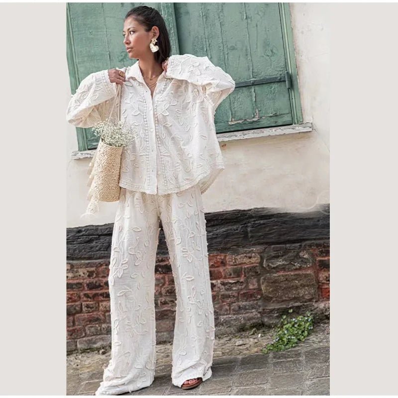 Embroidered Pants Set