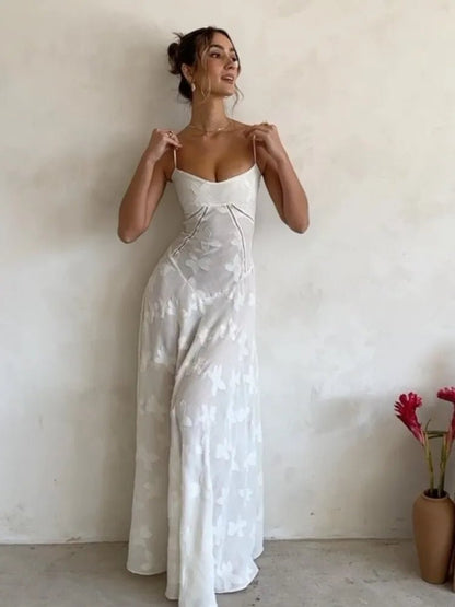 Spaghetti Strap Maxi Dress - Chest Wrap Bandage