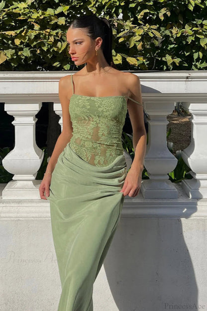 Lace Fitted Cami Maxi Dress