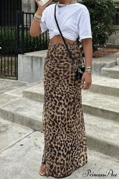Leopard Print Slim A-line Skirt