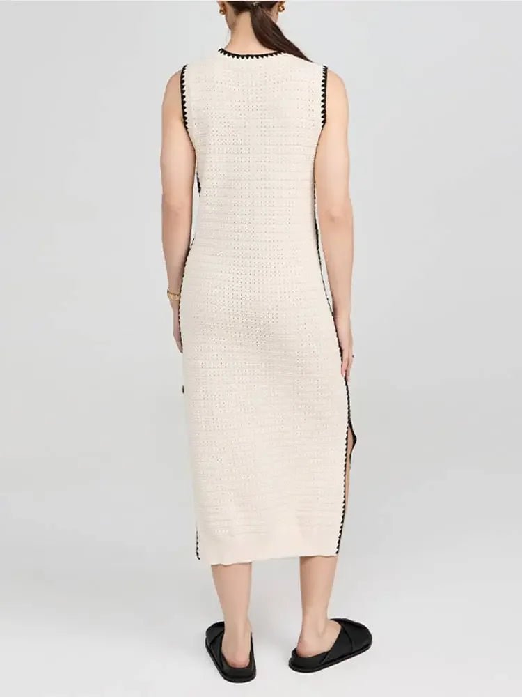 Sleeveless Quilted Knitted Long Dress
