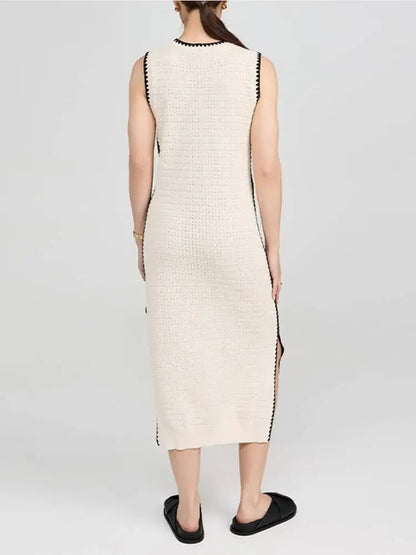 Sleeveless Quilted Knitted Long Dress