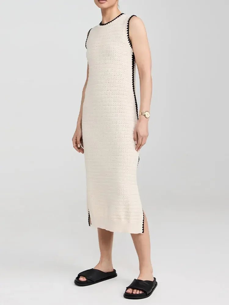 Sleeveless Quilted Knitted Long Dress