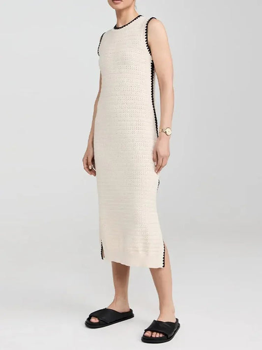 Sleeveless Quilted Knitted Long Dress