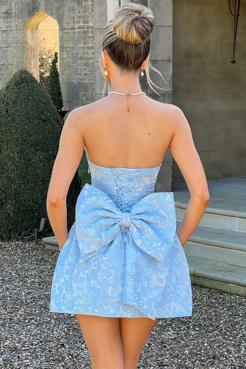 Julie Jacquard Lace Up Mini Dress