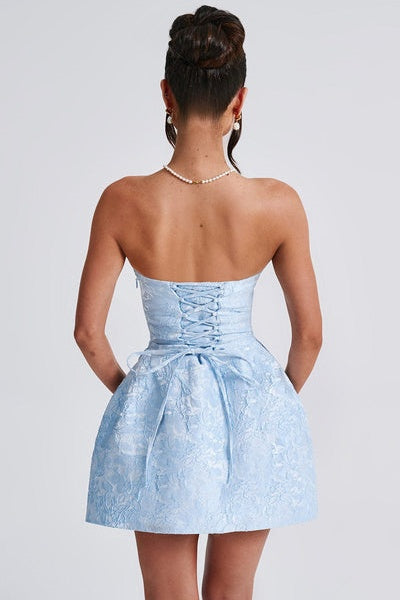 Julie Jacquard Lace Up Mini Dress