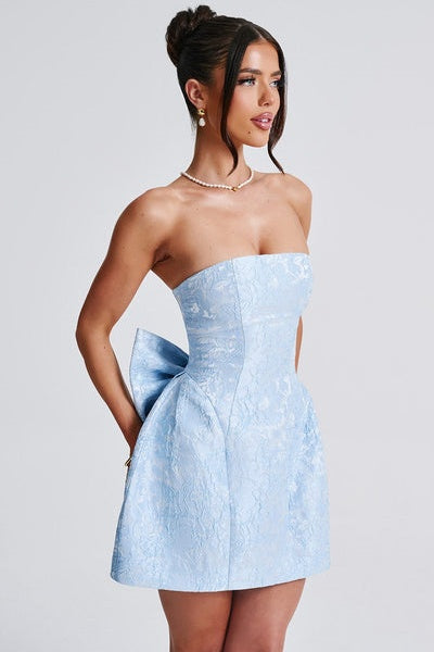 Julie Jacquard Lace Up Mini Dress