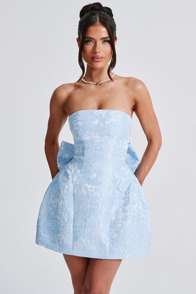 Julie Jacquard Lace Up Mini Dress
