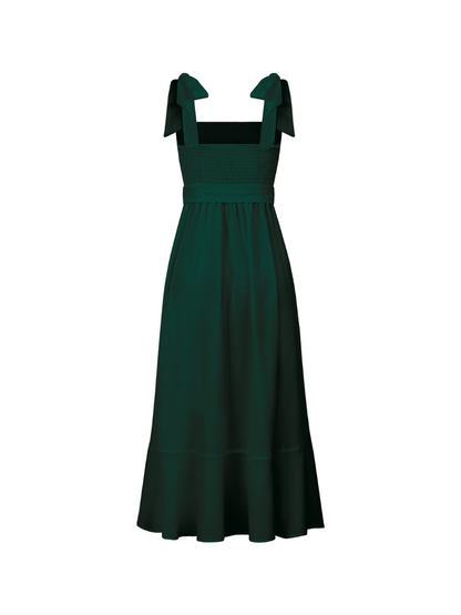 Avianca Shoulder Tie Bridal Midi Dress - Emerald