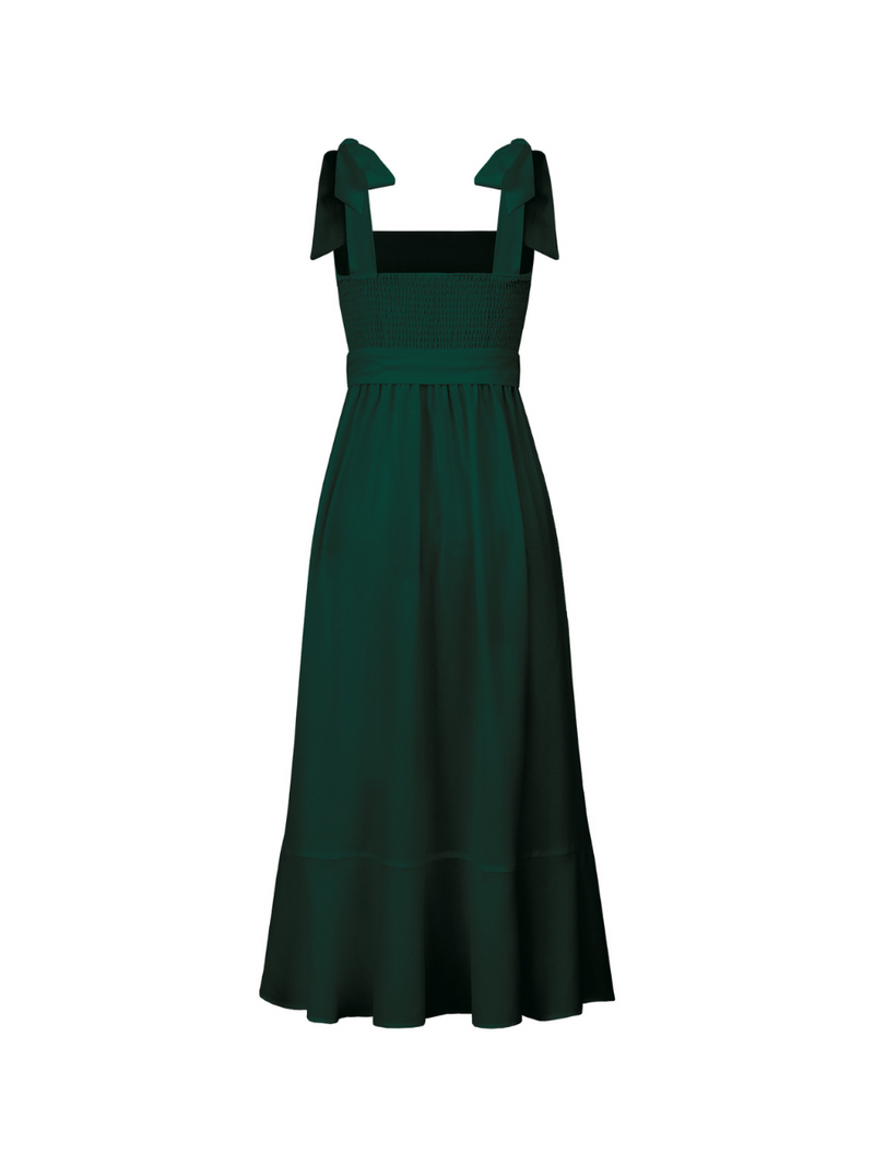 Avianca Shoulder Tie Bridal Midi Dress - Emerald
