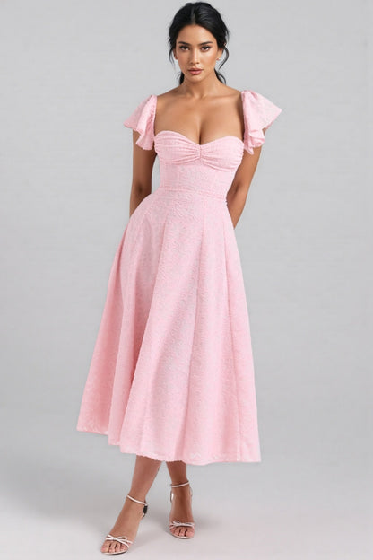 Kinsle Pink Jacquard Midi Dress