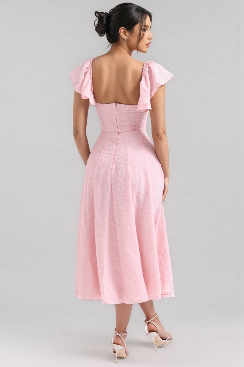 Kinsle Pink Jacquard Midi Dress