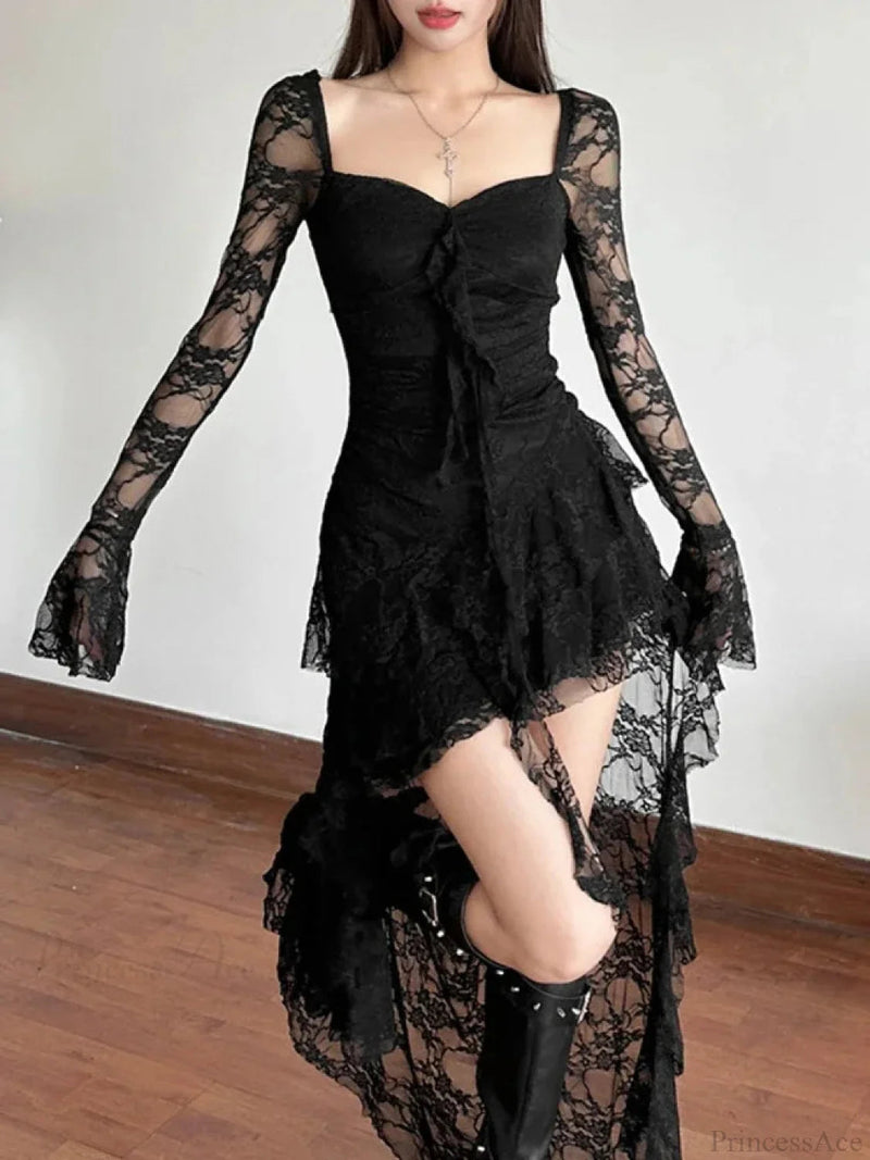 Antique Transparent Bodice Midi Dress