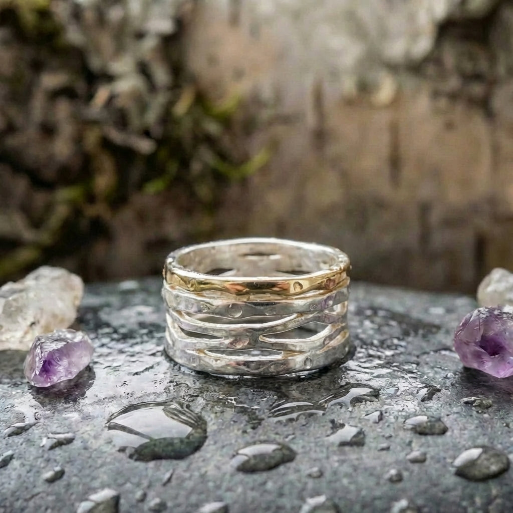 Vintage Gold & Silver Hollow Ring
