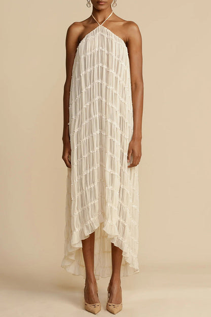 Versatility and Charm Pleated Drawstring Waist Tiered Maxi Skirt
