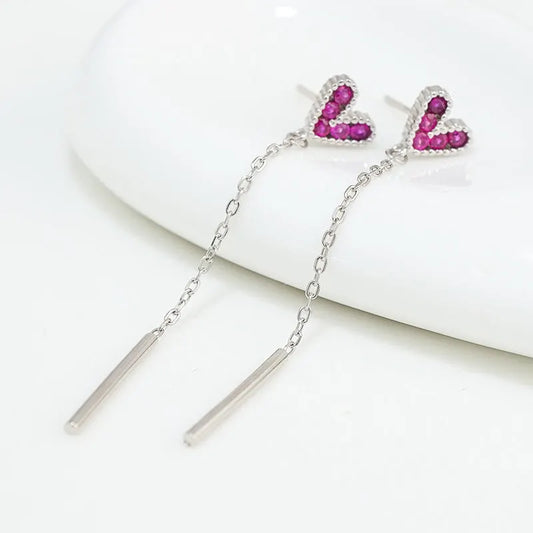 Elegant Ruby Heart Earrings