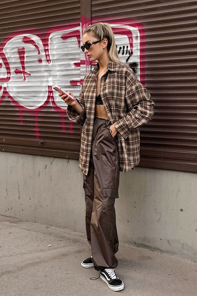 Plaid Long Blouse