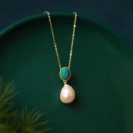 Vintage Turquoise Pearl Necklace