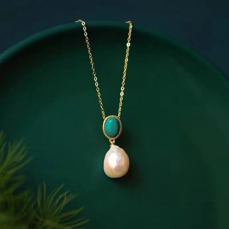 Vintage Turquoise Pearl Necklace