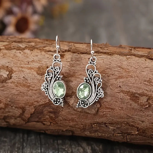 Vintage Green Amethyst Earrings