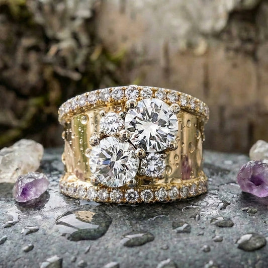 Vintage Golden Bright Zirconia Ring